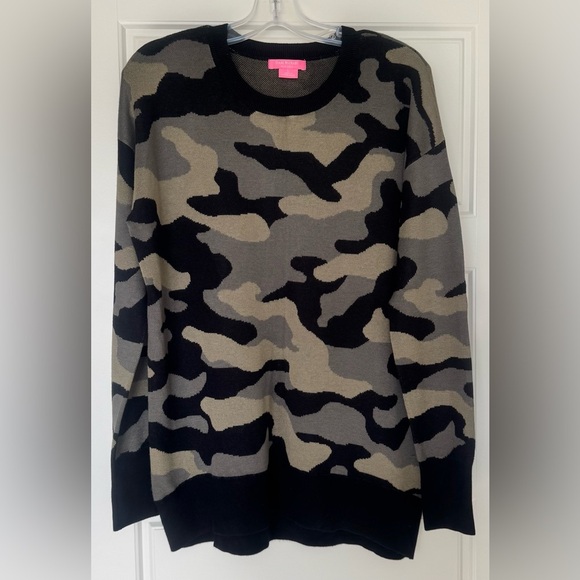 ISAAC MIZRAHI Size Large Crew Neck Sweater‎ Camouflage Long Sleeve Viscose Blend - Picture 1 of 6